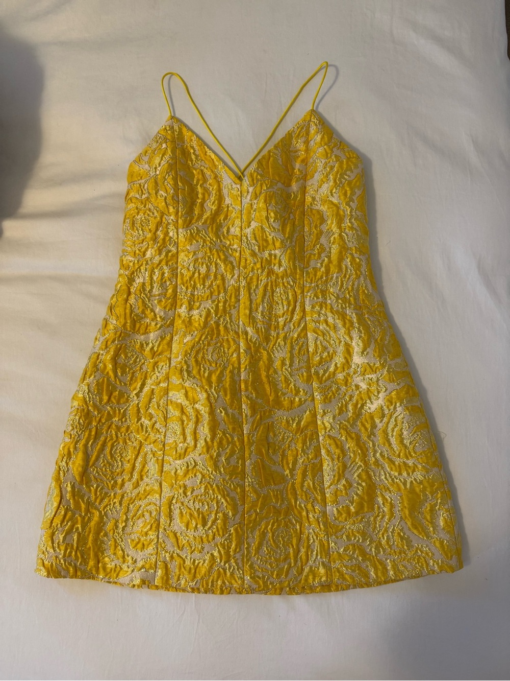 Alice and Olivia Tayla Mini Dress Yellow Gold - Picture 2 of 4